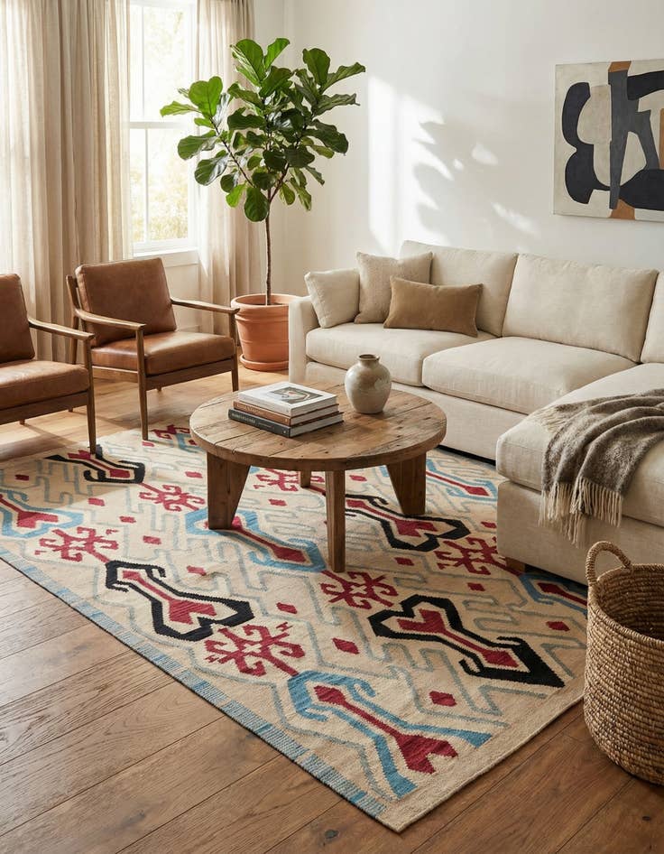 Detail image of 6' 1 x 8'  Hand Woven Kilim Modern Wool Rug