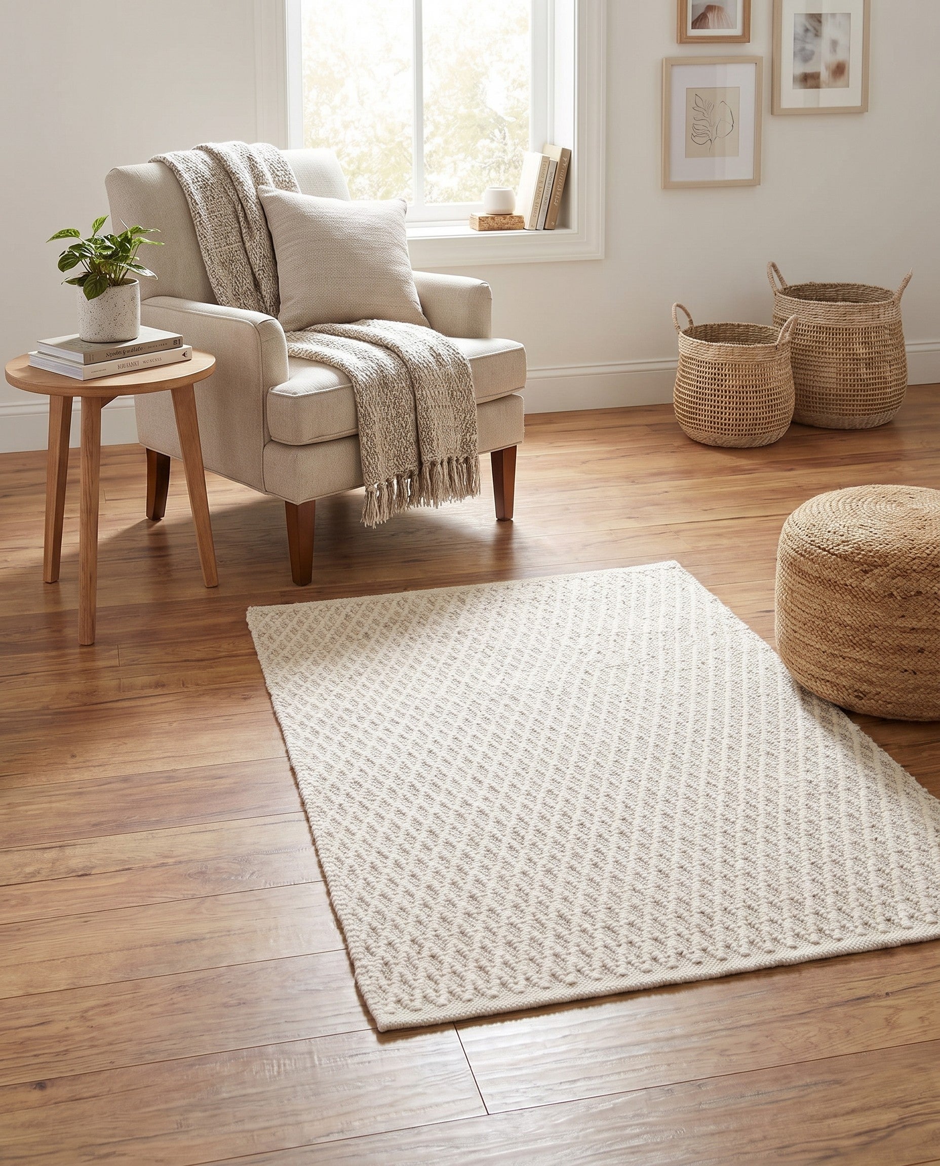 3' 3 x 5' 3 Hand Woven Lattice Wool Rug
