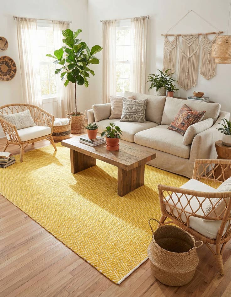 Detail image of 8' x 11'  Hand Woven Chindi Chevron Rug