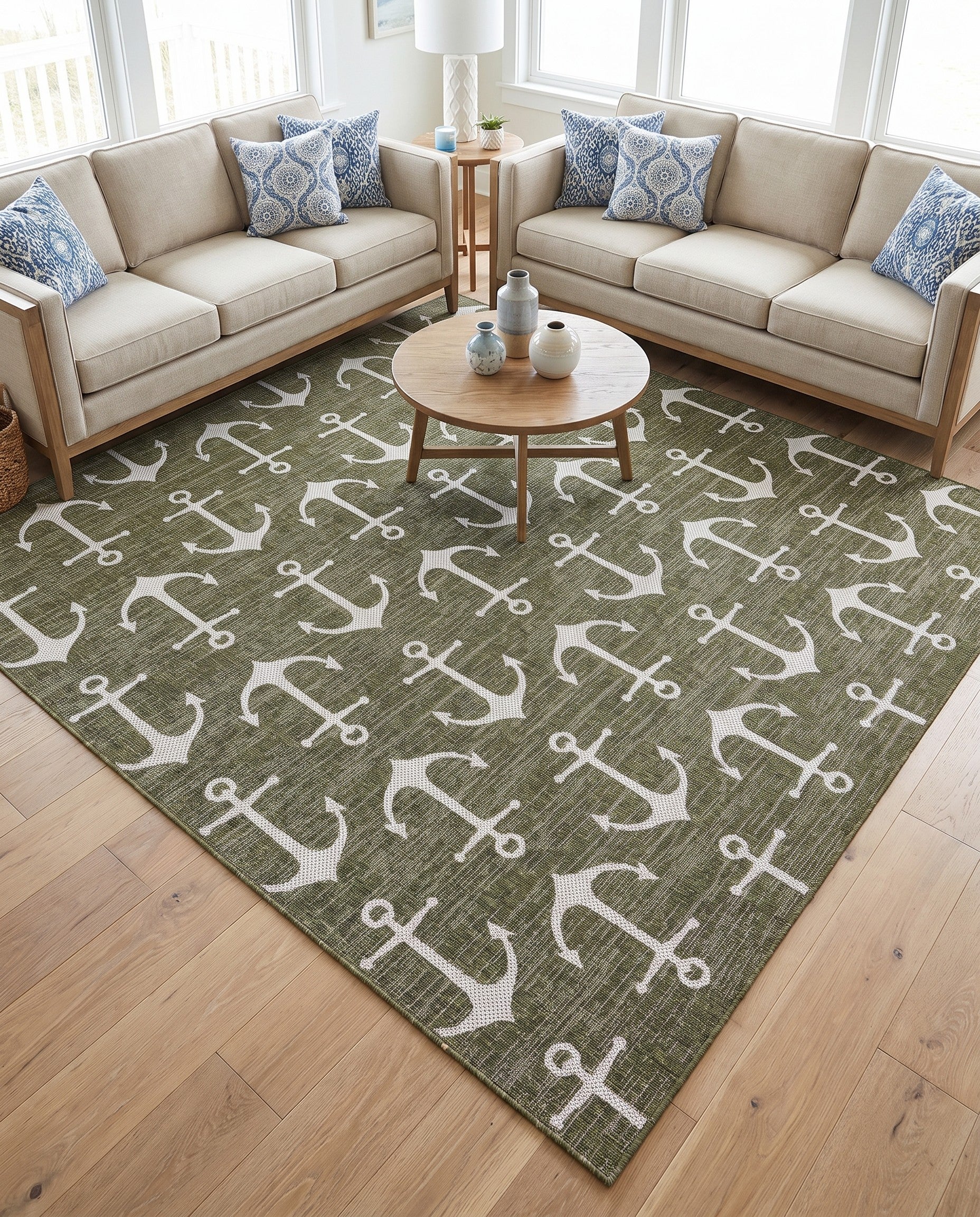 10' x 10' Easy-Clean Coastal Indoor / Outdoor Square Rug