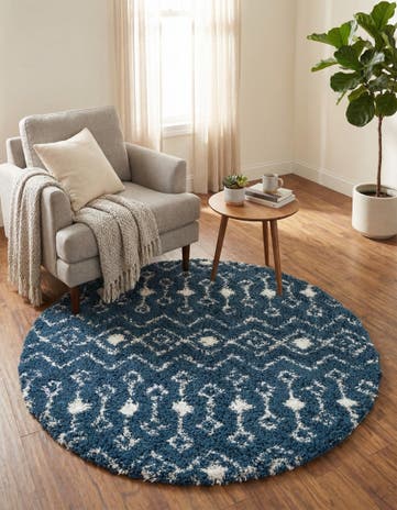 5' 3 x 5' 3 Moroccan Trellis Shag Round Rug