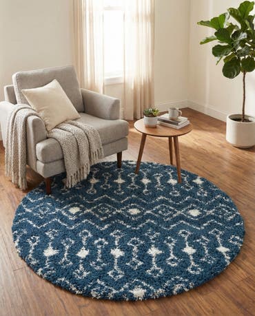  5' 3 x 5' 3 Moroccan Trellis Shag Round Rug