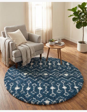 5' 3 x 5' 3 Moroccan Trellis Shag Round Rug