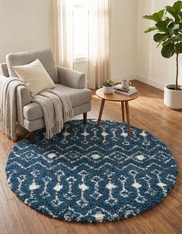 5' 3 x 5' 3 Moroccan Trellis Shag Round Rug
