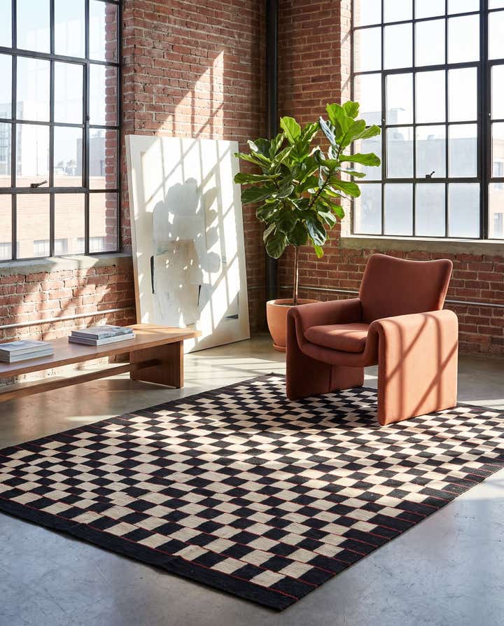 4' 9 x 6' 5 Hand Woven Kilim Modern Wool Rug