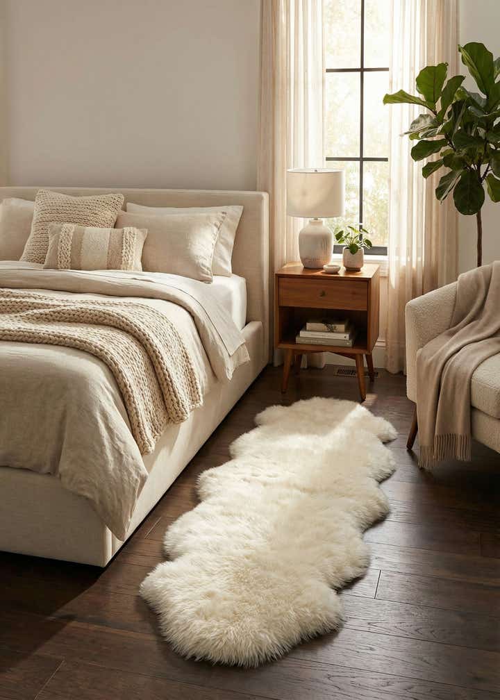 1' 10 x 6' Natural Sheepskin Freeform Rug