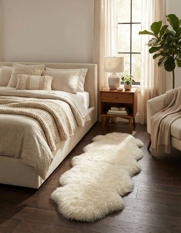 Detail image of  1' 10 x 6' Natural Sheepskin Freeform Rug