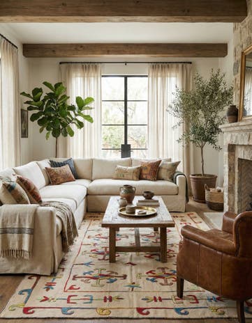 5' 5 x 7' 9 Hand Woven Kilim Suzani Wool Rug