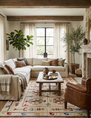 5' 5 x 7' 9 Hand Woven Kilim Suzani Wool Rug