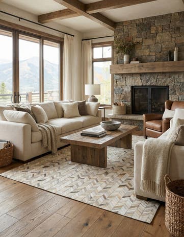 5' x 8' Cowhide Leather Rug