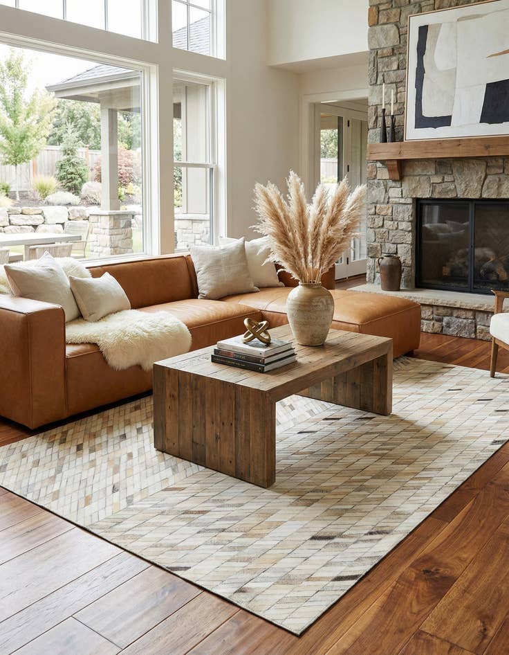 Detail image of 5' x 8' Cowhide Leather Rug