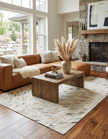5' x 8' Cowhide Leather Rug