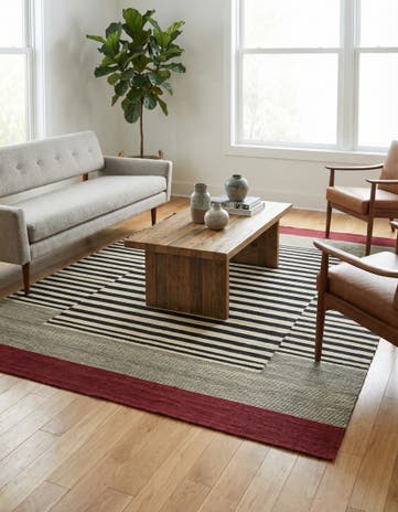 4' 2 x 5' 10 Hand Woven Kilim Modern Wool Rug