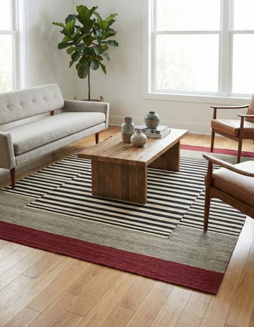 4' 2 x 5' 10 Hand Woven Kilim Modern Wool Rug