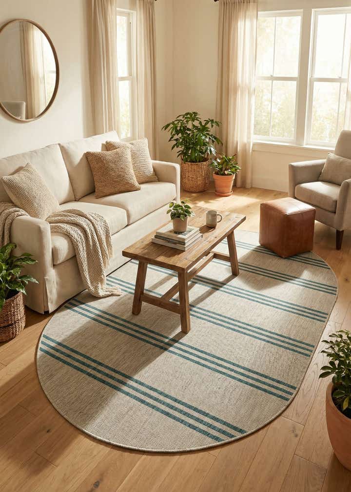 5' 3 x 8' Easy-Clean Jill Zarin Anguilla Indoor / Outdoor Oval Rug
