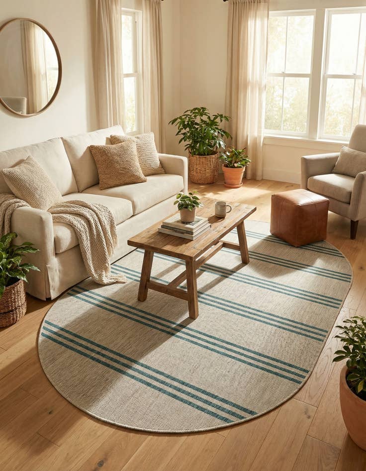 Detail image of 5' 3 x 8'  Washable Jill Zarin Anguilla Indoor / Outdoor Oval Rug