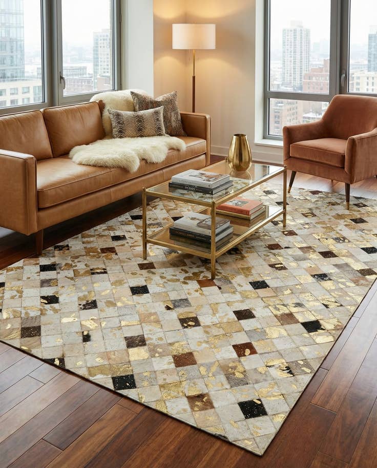 Detail image of 5' x 7' 10 Cowhide - Patchwork Rug