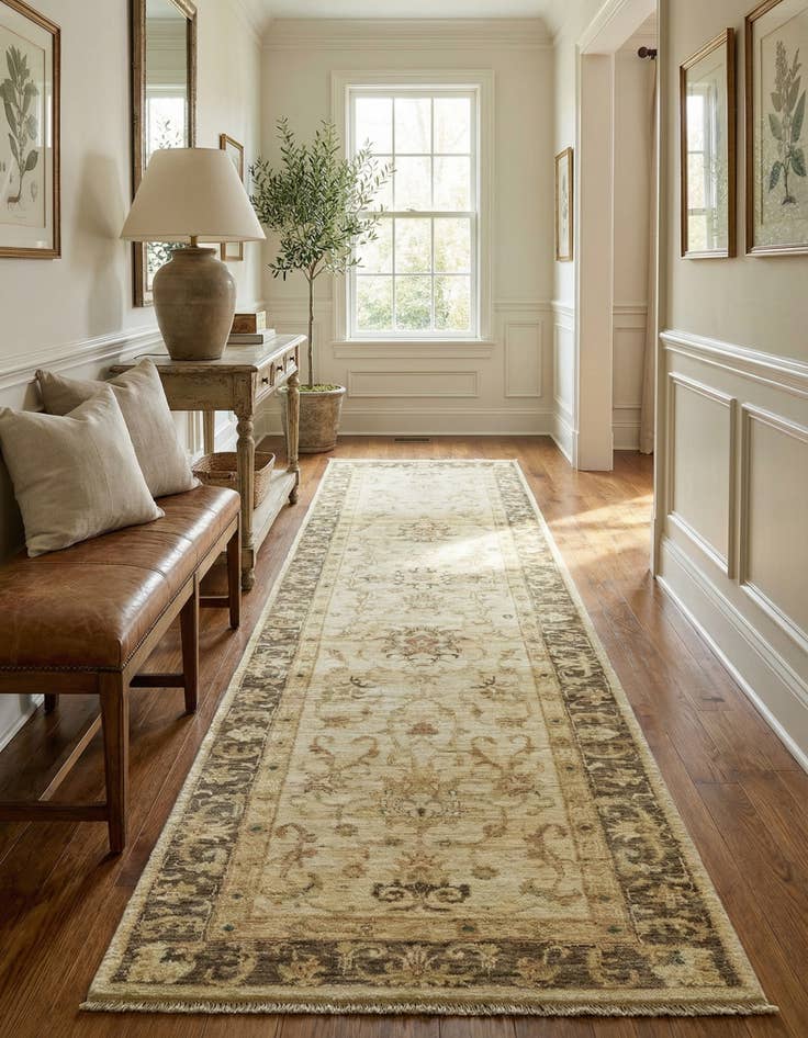 Detail image of 2' 7 x 9' 9  Hand Knotted Peshawar Ziegler Runner Rug