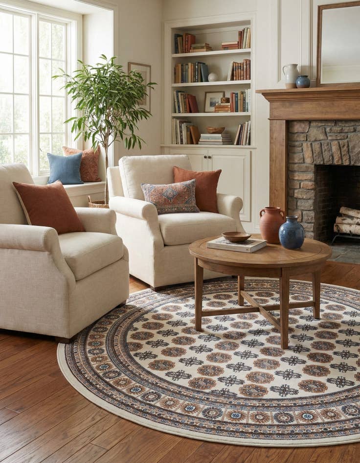 Detail image of 7' 10 x 7' 10 Bokhara Round Rug