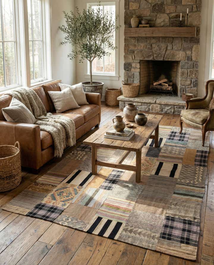 6' 6 x 9' 9 Hand Woven Kilim Patchwork Wool Rug