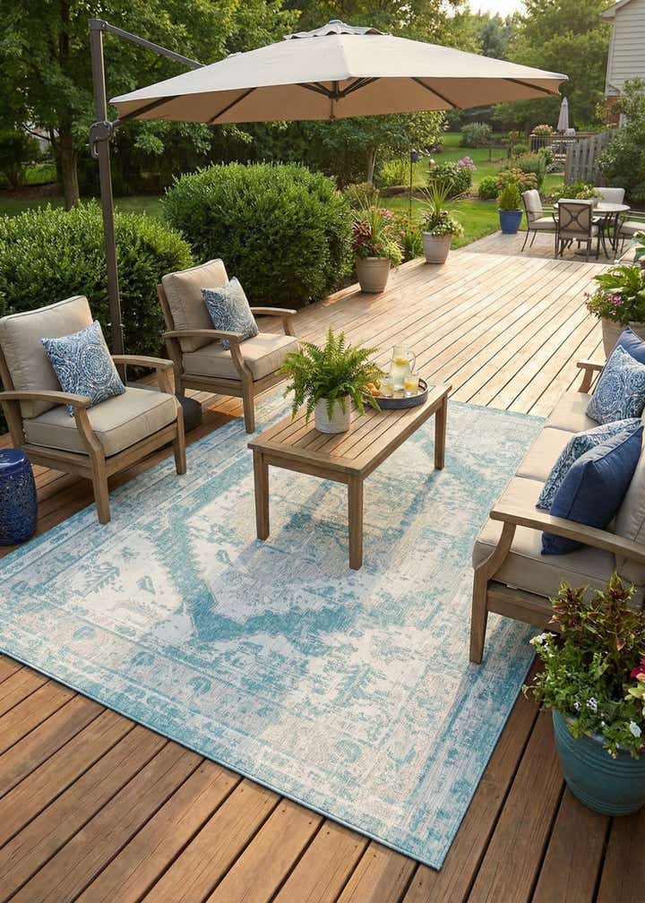 9' x 12' Easy-Clean Traditional Indoor / Outdoor Rug