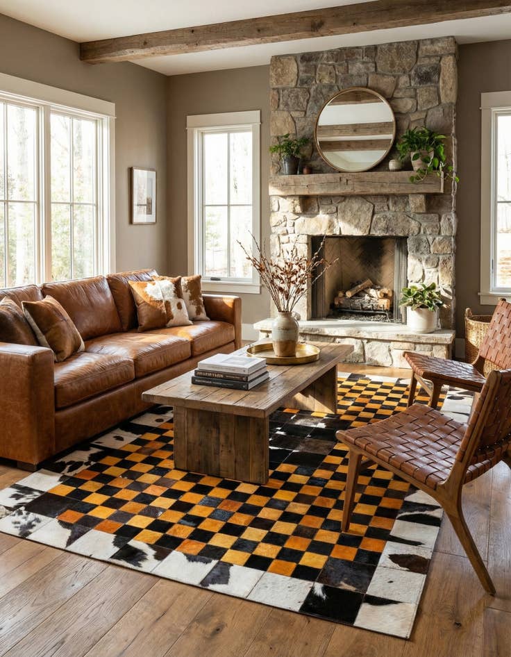 Detail image of 5' x 8' Cowhide Stocks Rug