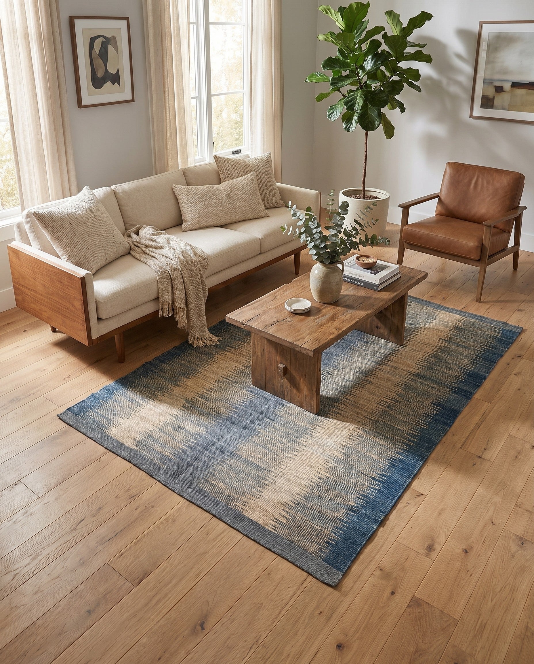 4' 5 x 5' 10 Hand Woven Kilim Modern Wool Rug