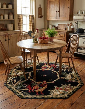 Black Pastoral Octagon Rug