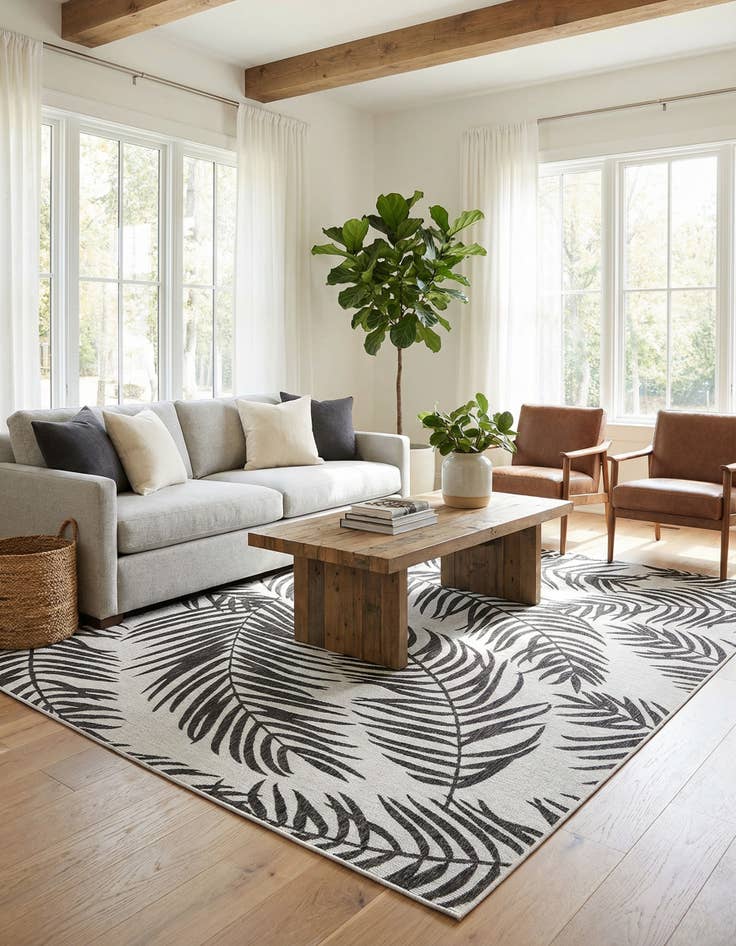 Detail image of 9' x 12'  Washable Botanical Indoor / Outdoor Rug