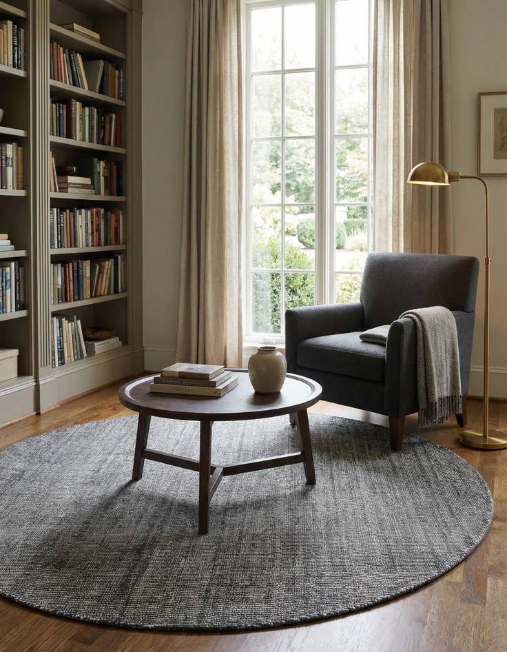 Detail image of 6' 11 x 6' 11  Hand Woven Jill Zarin English Manor Farmhouse Wool Round Rug