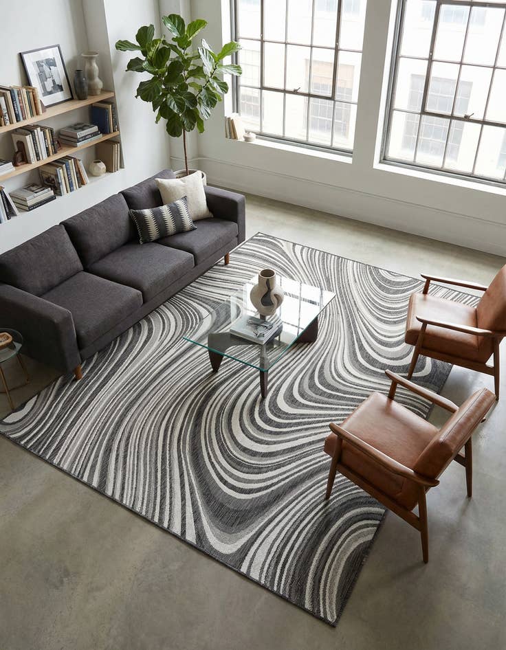 Detail image of 9' x 12'  Washable Modern Indoor / Outdoor Rug