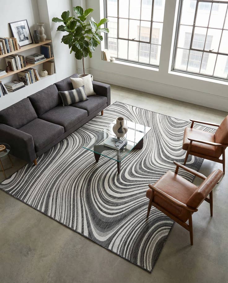 Detail image of 9' x 12' Easy-Clean Modern Indoor / Outdoor Rug