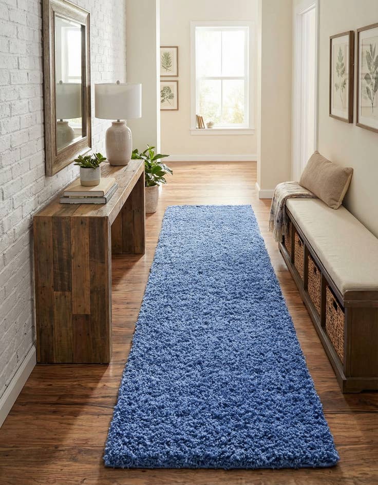 Detail image of 2' 7 x 16' 5 Solid Shag Runner Rug