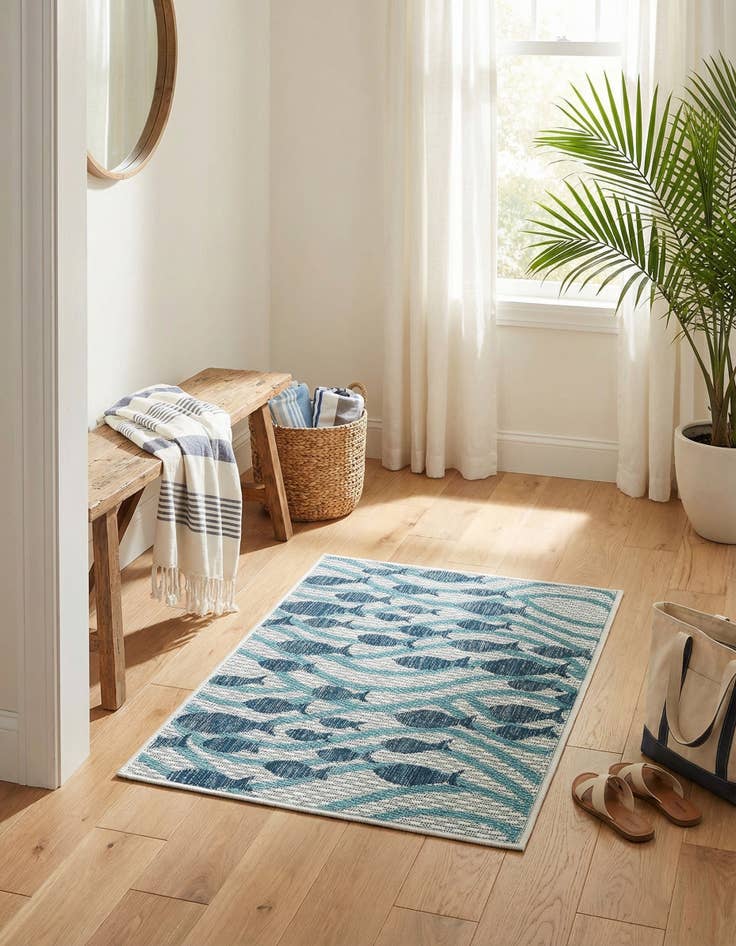Detail image of  2' x 3' 1  Washable Coastal Indoor / Outdoor Rug