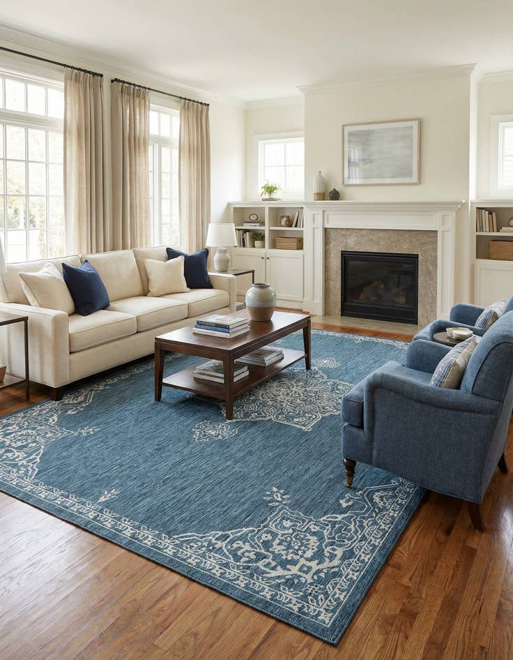 Detail image of 10' x 14'  Washable Traditional Indoor / Outdoor Rug