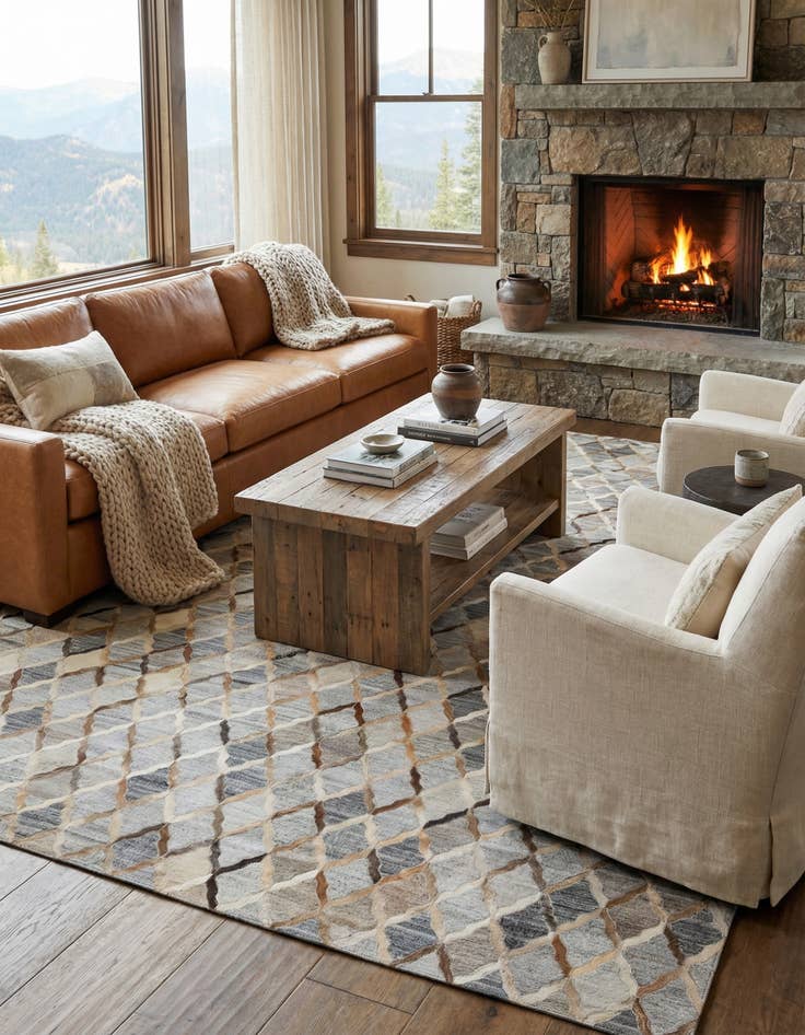 Detail image of  8' 1 x 9' 10 Cowhide - Patchwork Rug