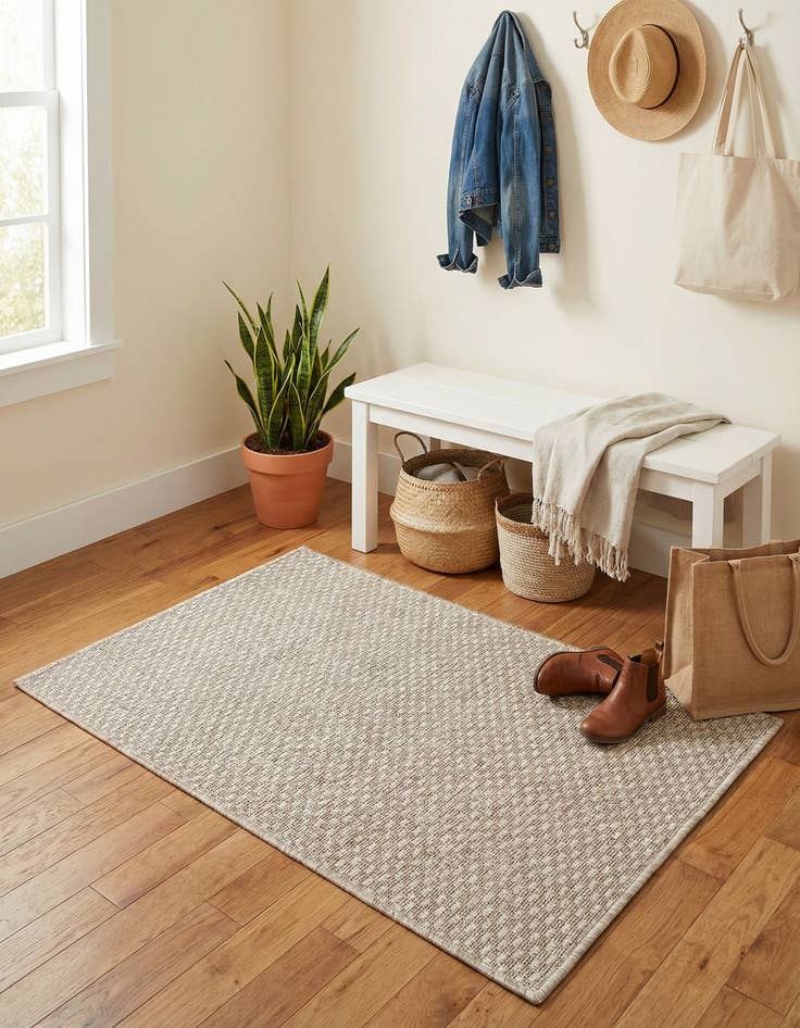 Detail image of 2' x 3' 1  Washable Solid Indoor / Outdoor Rug