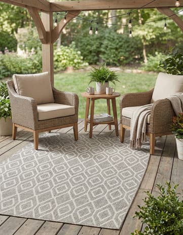 Gray Cream Easy-Clean Jill Zarin Turks and Caicos Indoor / Outdoor Rug