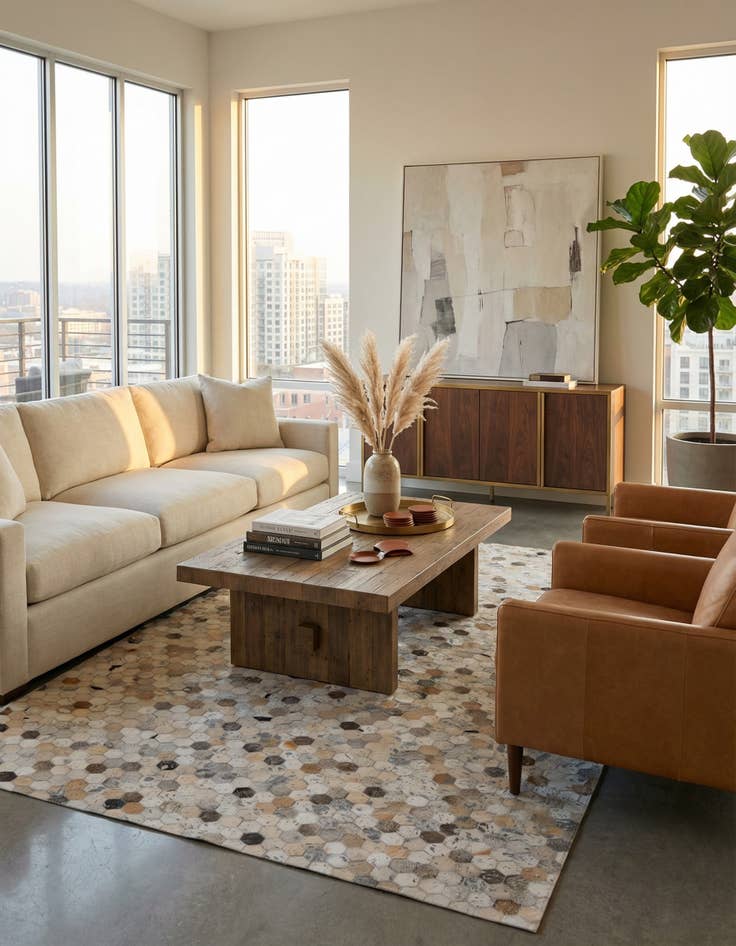 Detail image of 5' x 8' Cowhide Stocks Rug