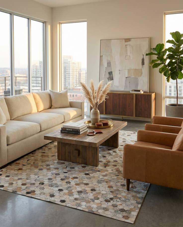 Detail image of 5' x 8' Cowhide Stocks Rug