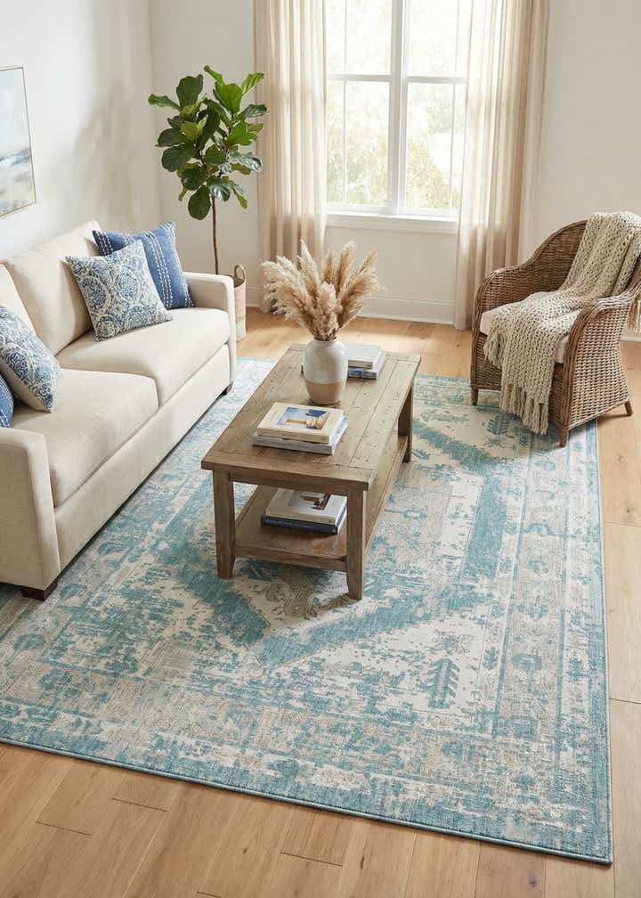 7' 10 x 11' Easy-Clean Traditional Indoor / Outdoor Rug