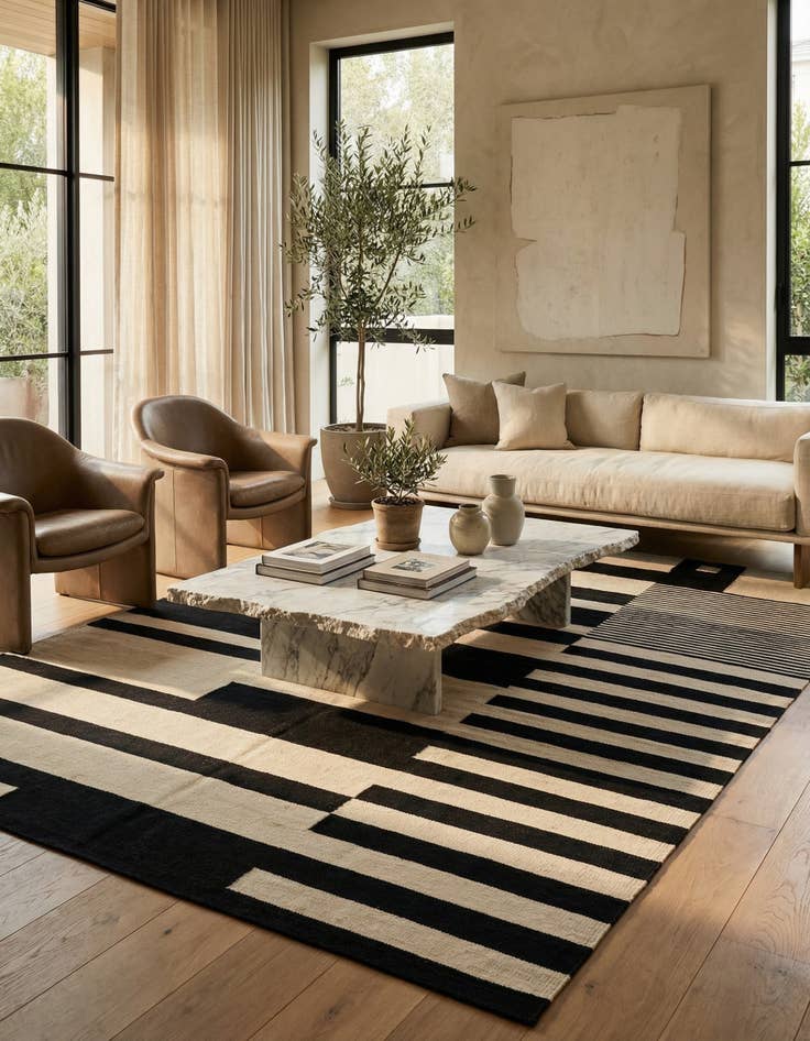 Detail image of 5' 7 x 7' 9  Hand Woven Kilim Modern Wool Rug