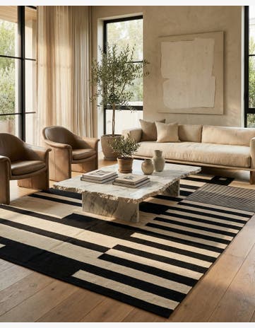 5' 7 x 7' 9 Hand Woven Kilim Modern Wool Rug