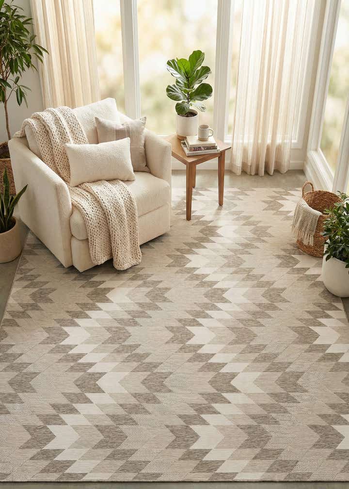 13' x 13' Easy-Clean Modern Indoor / Outdoor Square Rug