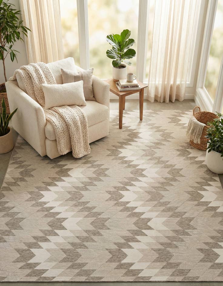 Detail image of 13' x 13' Easy-Clean Modern Indoor / Outdoor Square Rug