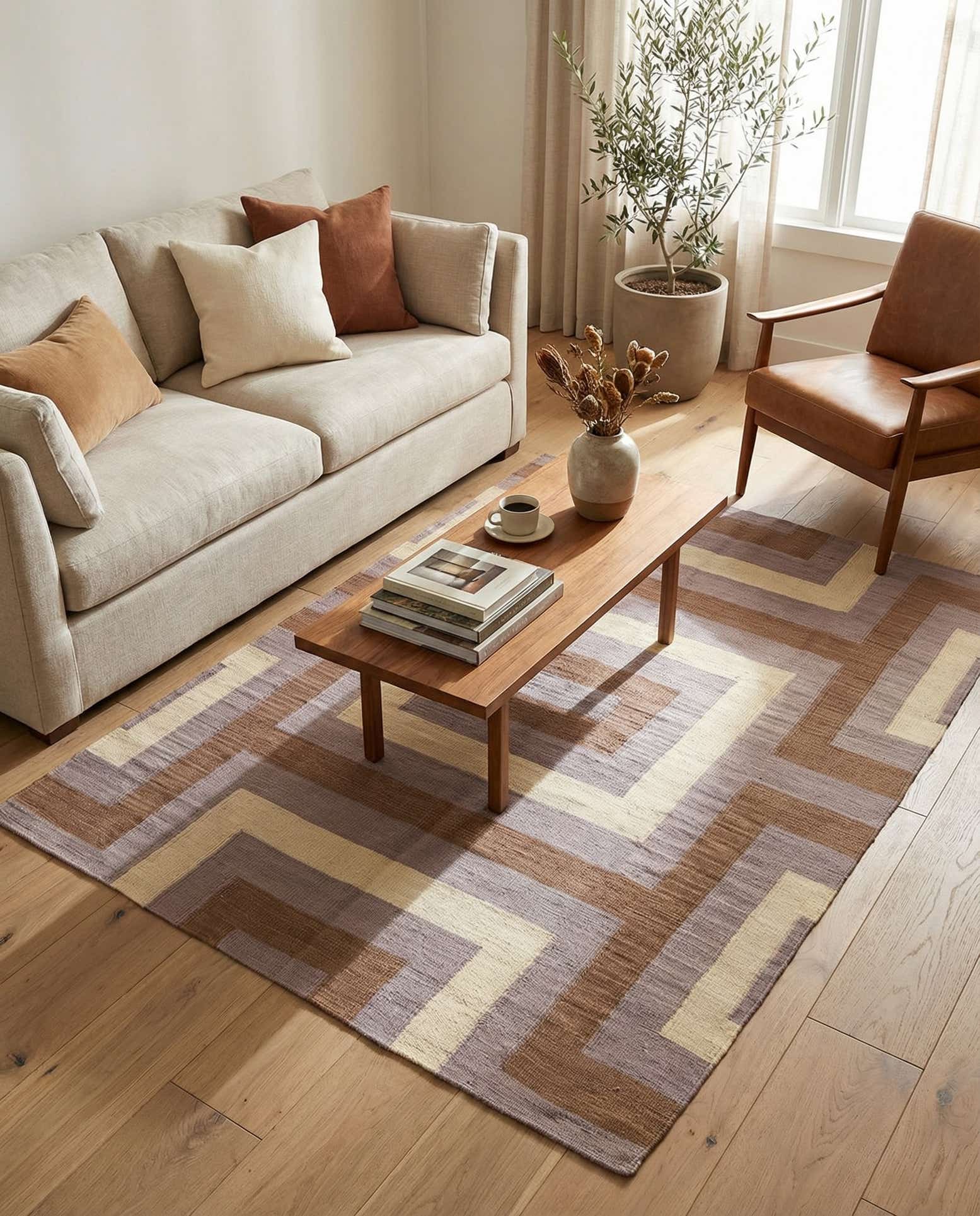 4' 3 x 5' 10 Hand Woven Kilim Modern Wool Rug