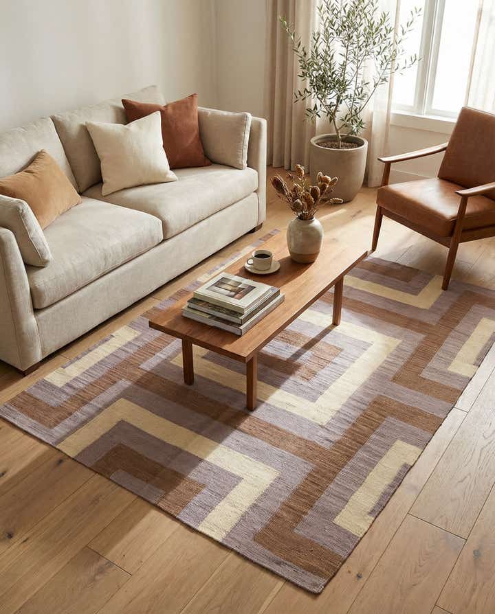 4' 3 x 5' 10 Hand Woven Kilim Modern Wool Rug