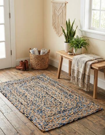 2' x 3' 1 Handmade Braided Chindi Rug