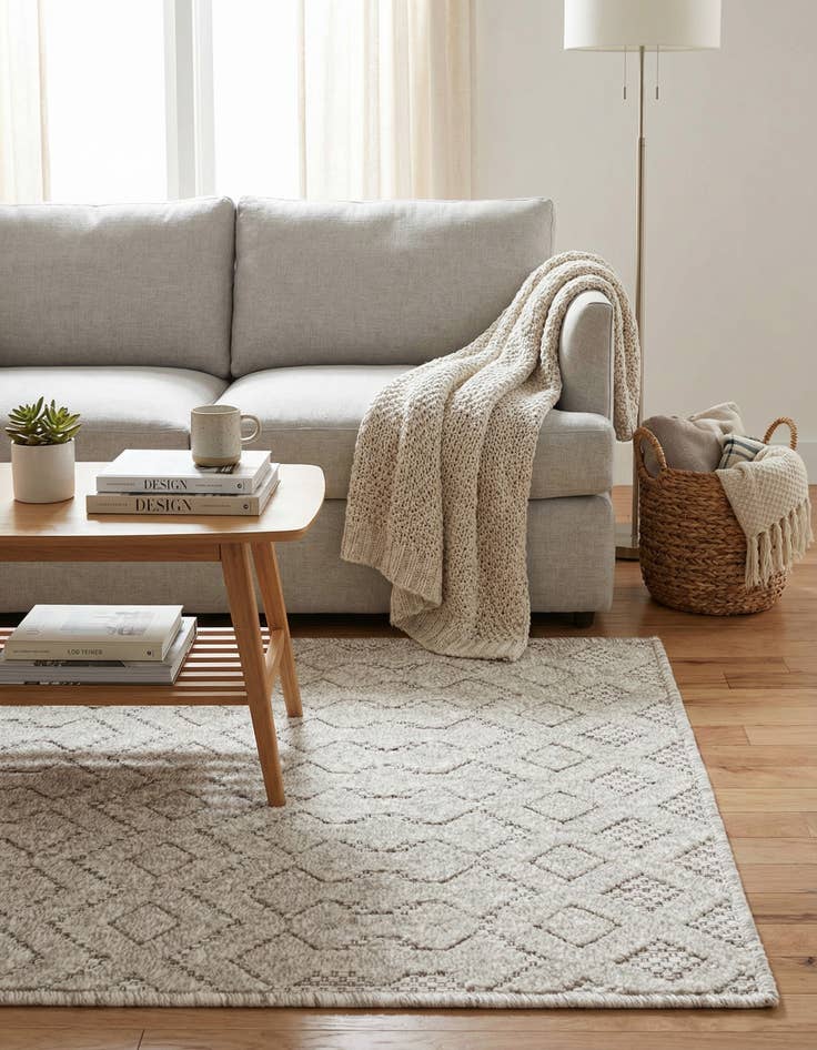 Detail image of 2' x 3'  Washable Trellis Textured Indoor / Outdoor Rug