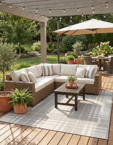 6' x 9' Easy-Clean Checkered Indoor / Outdoor Rug
